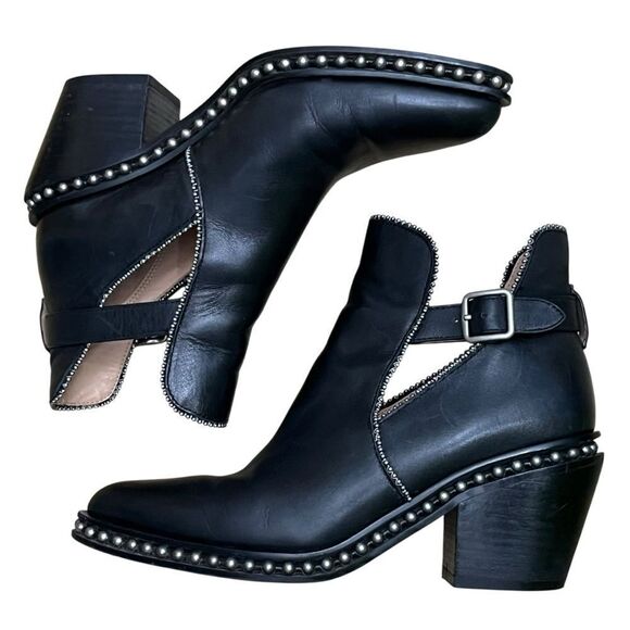 Coach Black Ankle Boots with Silver Accents - Picture 3 of 12